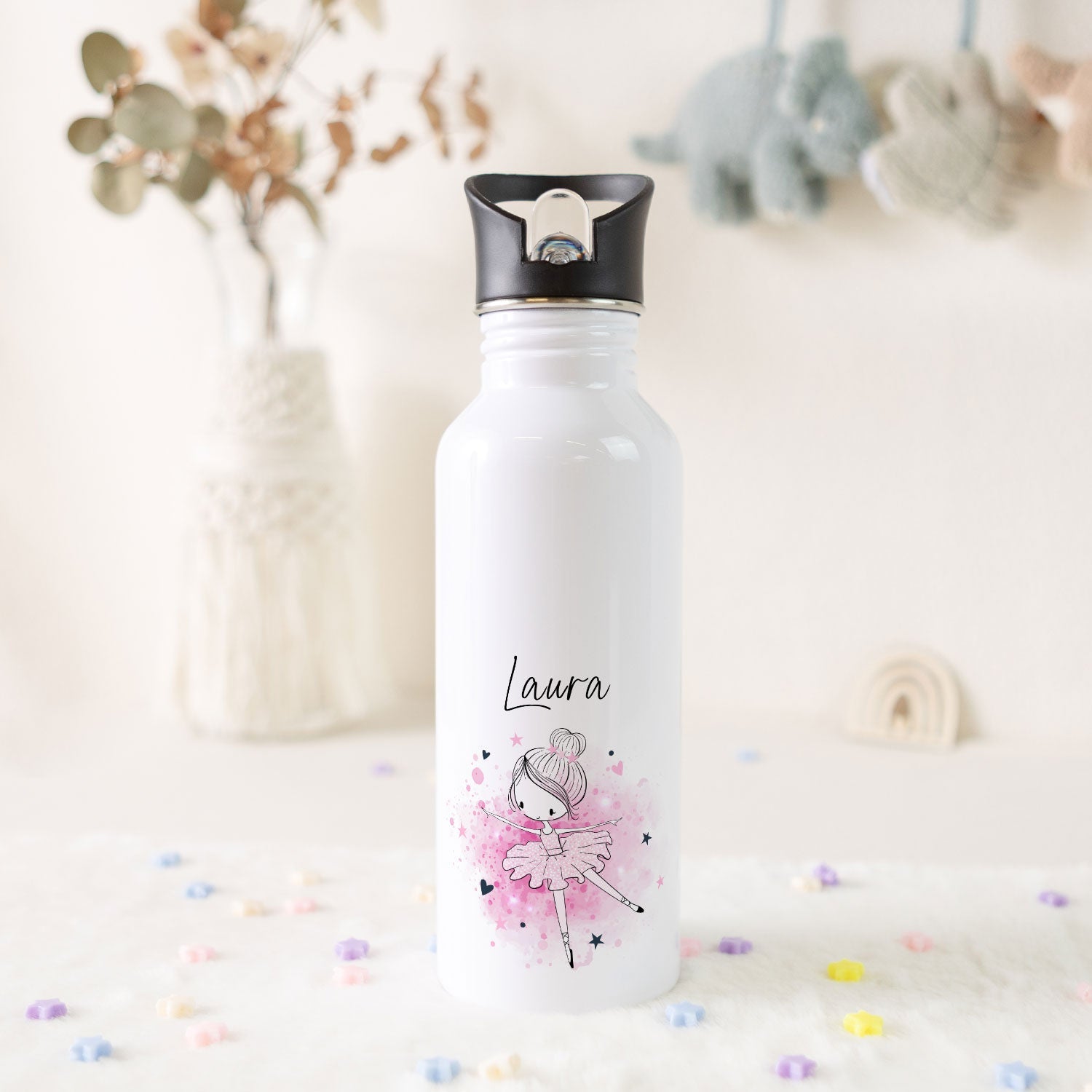 Bedruckte Trinkflasche aus Edelstahl - Ballerina