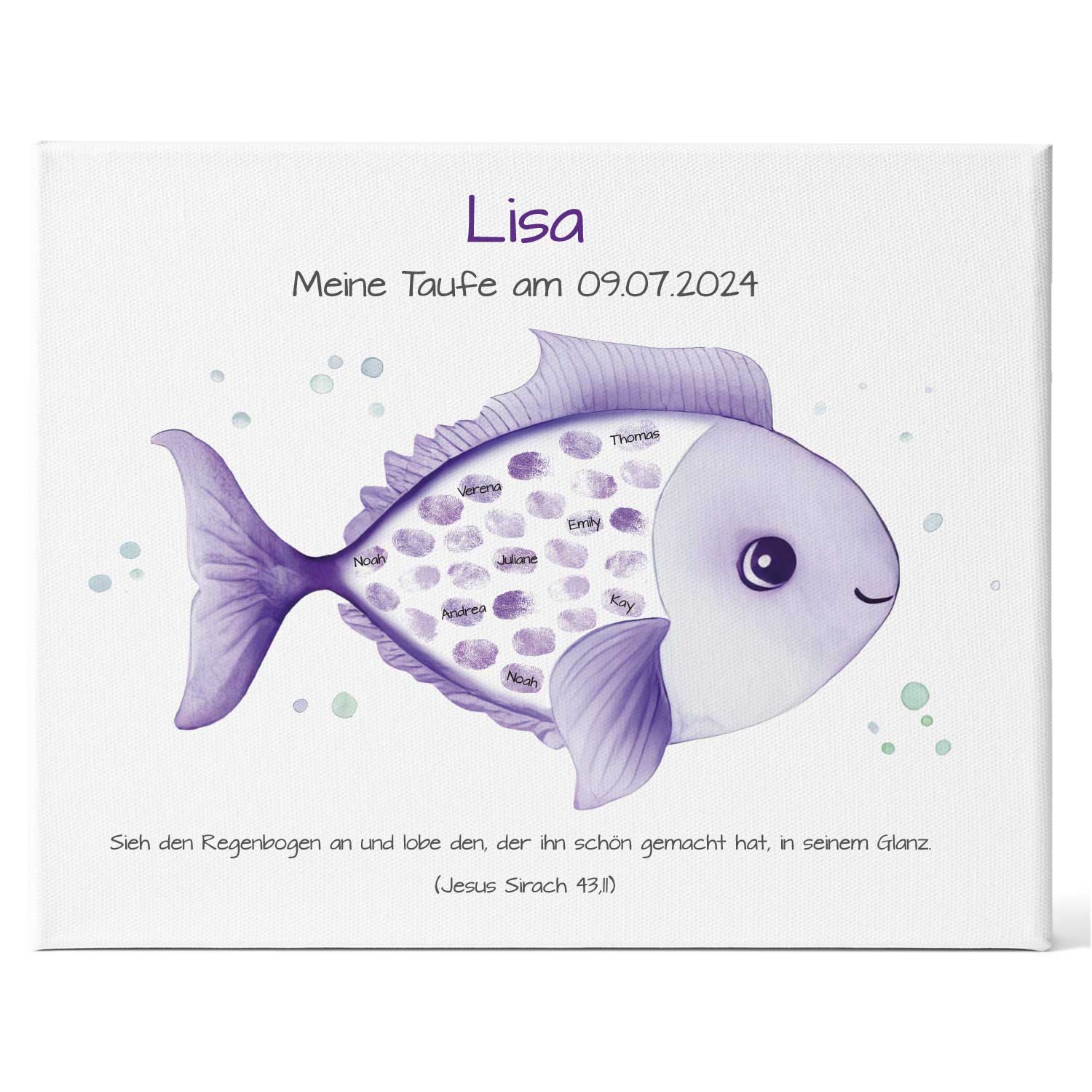 Leinwand mit Fingerabdrücken - Fisch Motiv als Gästebuch zur Taufe