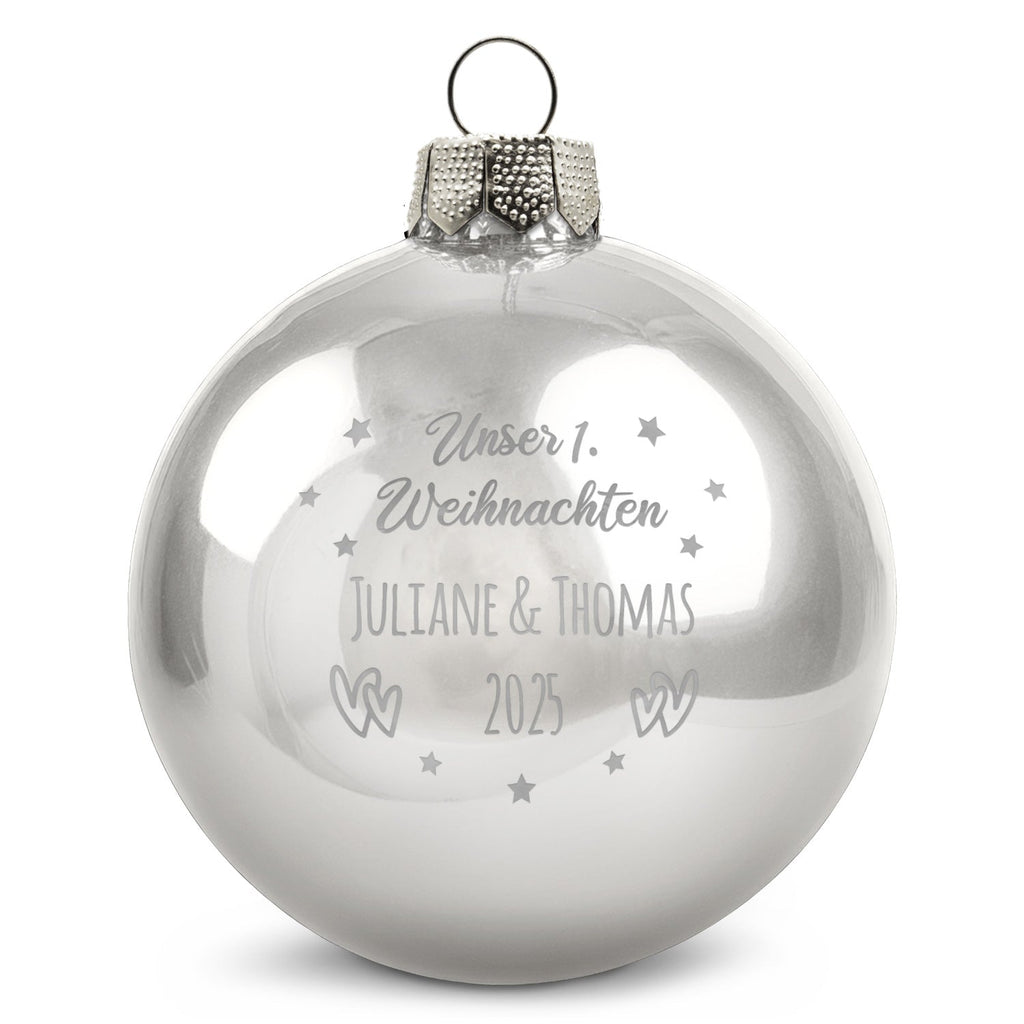 Gravierte Weihnachtskugel - Unser erstes Weihnachten für Paare