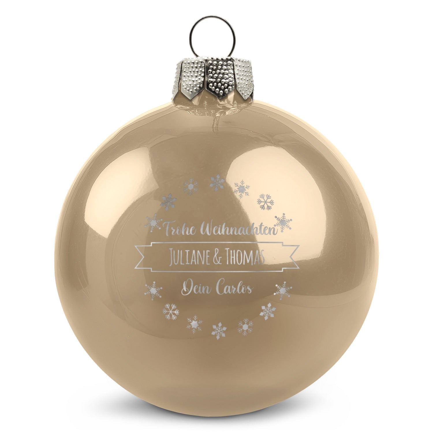 Gravierte Weihnachtskugel mit Wunschtext