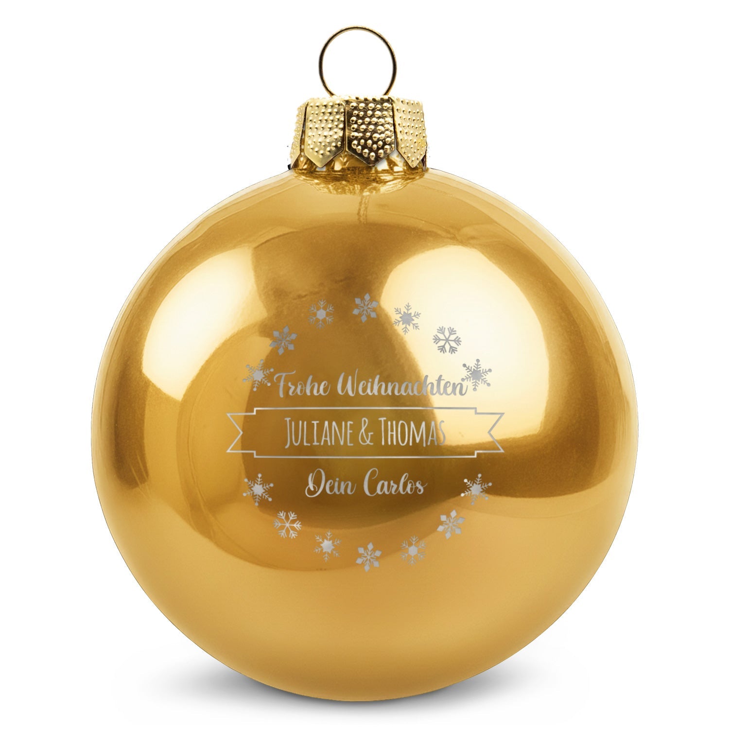Gravierte Weihnachtskugel mit Wunschtext