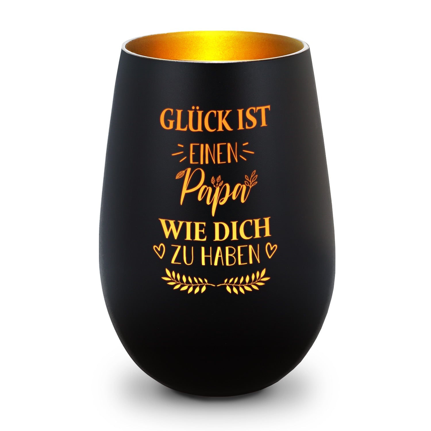 Deko Windlicht aus Glas mit Gravur - Glück ist einen Papa wie Dich zu haben
