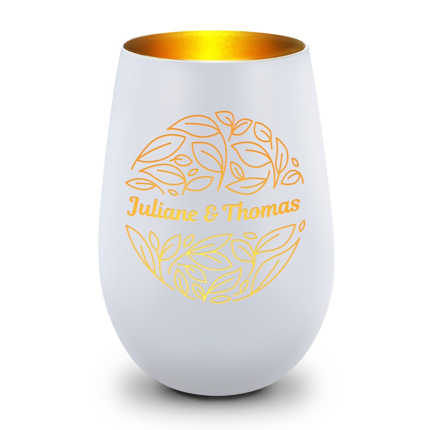 Deko Windlicht aus Glas mit Gravur - Nature Love - Personalisiert mit Name