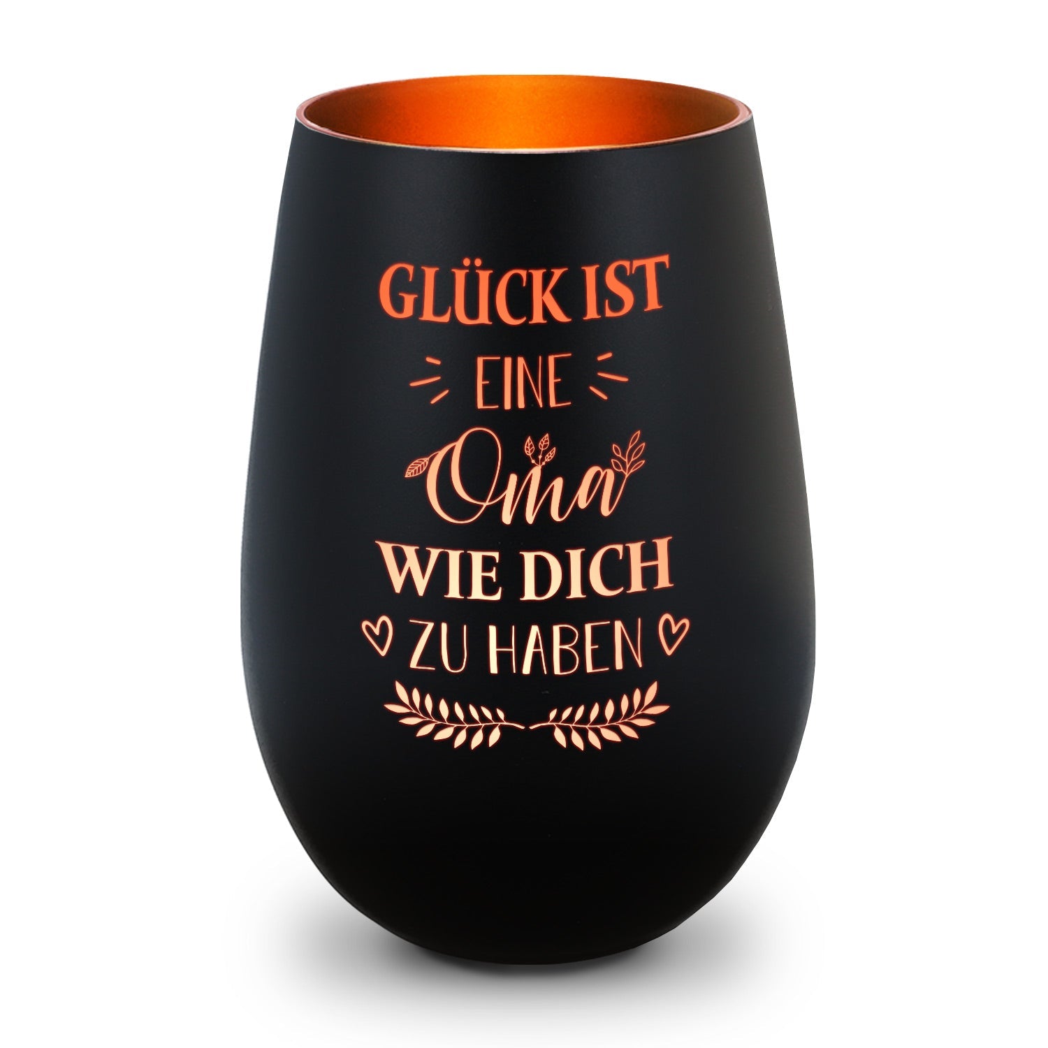 Deko Windlicht aus Glas mit Gravur - Glück ist eine Oma wie Dich zu haben - Ideal für Teelicht