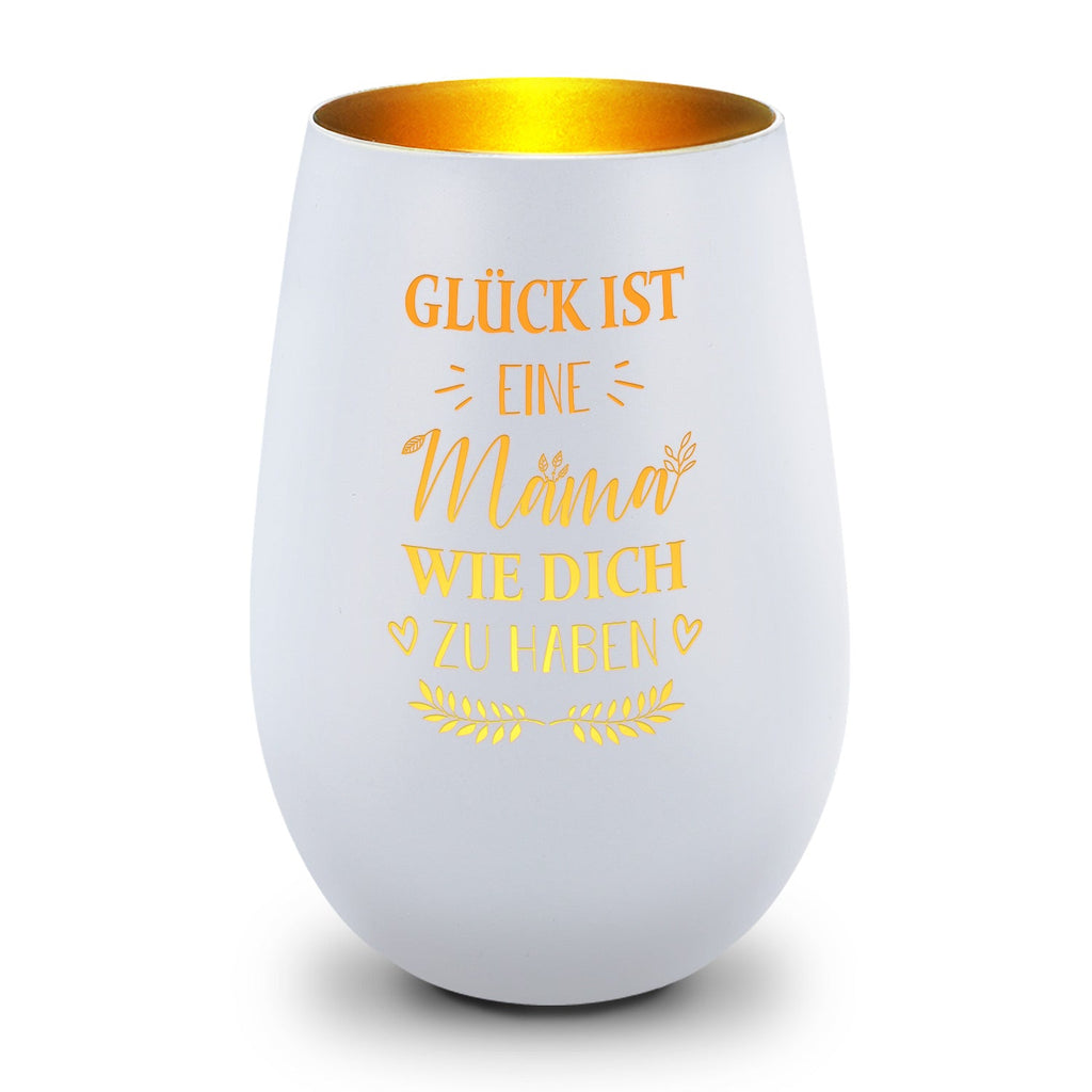 Deko Windlicht aus Glas mit Gravur - Glück ist eine Mama wie Dich zu haben