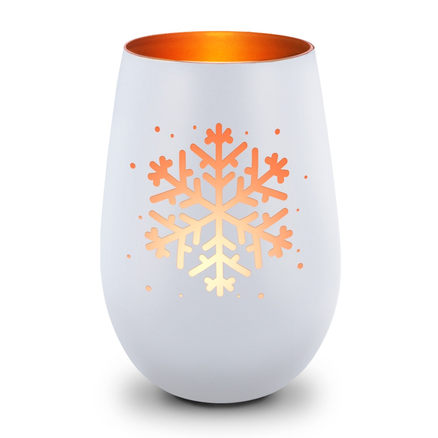 Deko Windlicht aus Glas mit Gravur - Schneeflocke - Weihnachtsdeko zum Verschenken