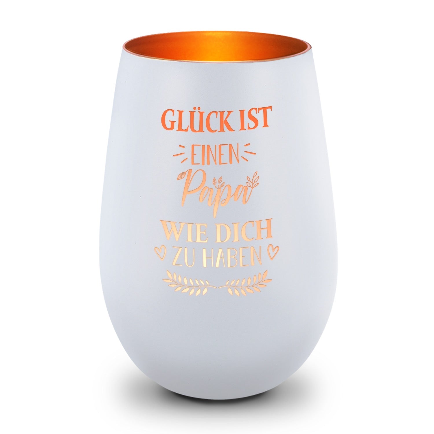 Deko Windlicht aus Glas mit Gravur - Glück ist einen Papa wie Dich zu haben