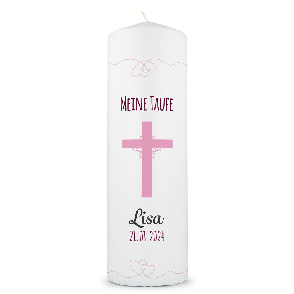 Große Kerze "Kreuz" - Taufkerze mit Namen, Datum & Taufspruch