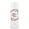 Große Kerze "Floral White" - Hochzeitskerze mit Namen, Datum & Wunschtext