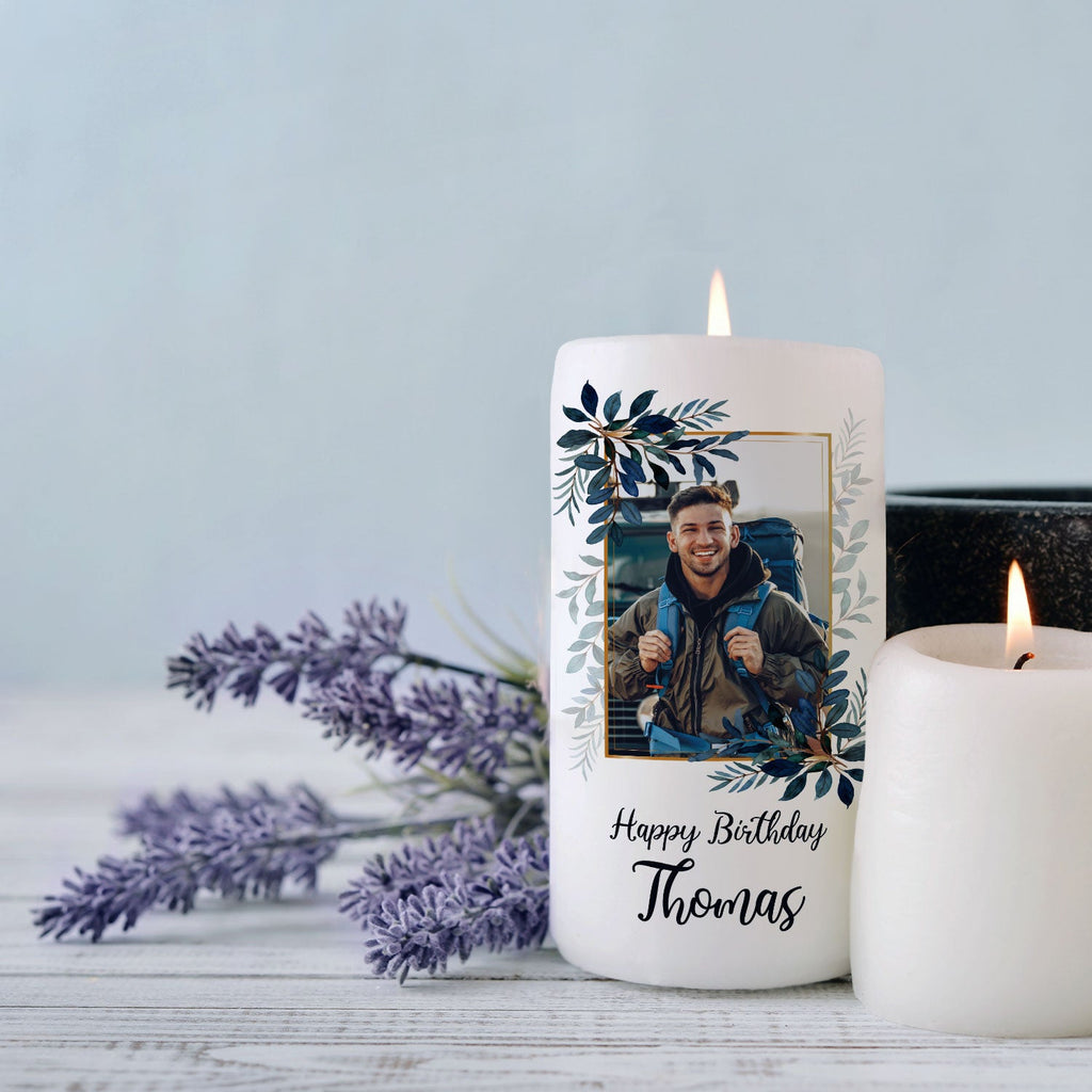 Kleine Kerze "Happy Birthday Foto" - Geburtstagskerze mit Namen und eigenem Foto