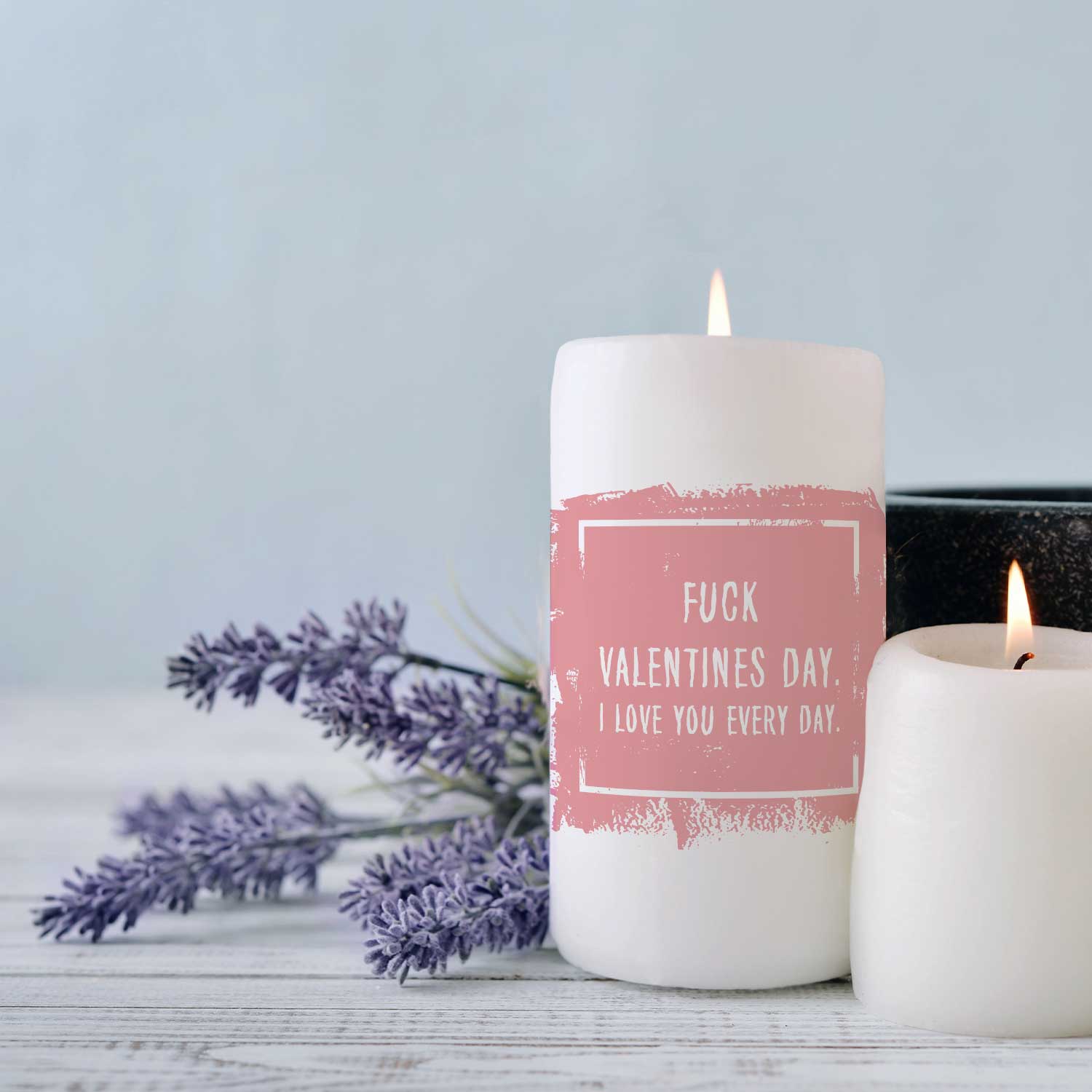 Kleine Kerze mit Spruch "Fuck Valentines Day"