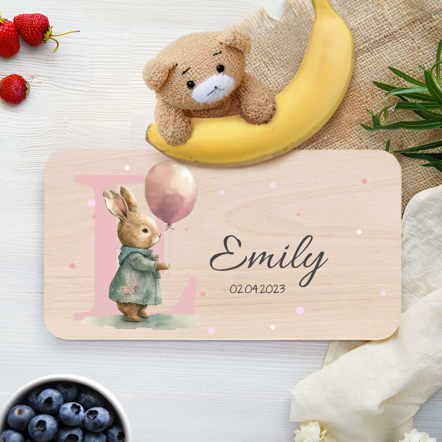 Frühstücksbrettchen mit Druckmotiv & Name - Initial