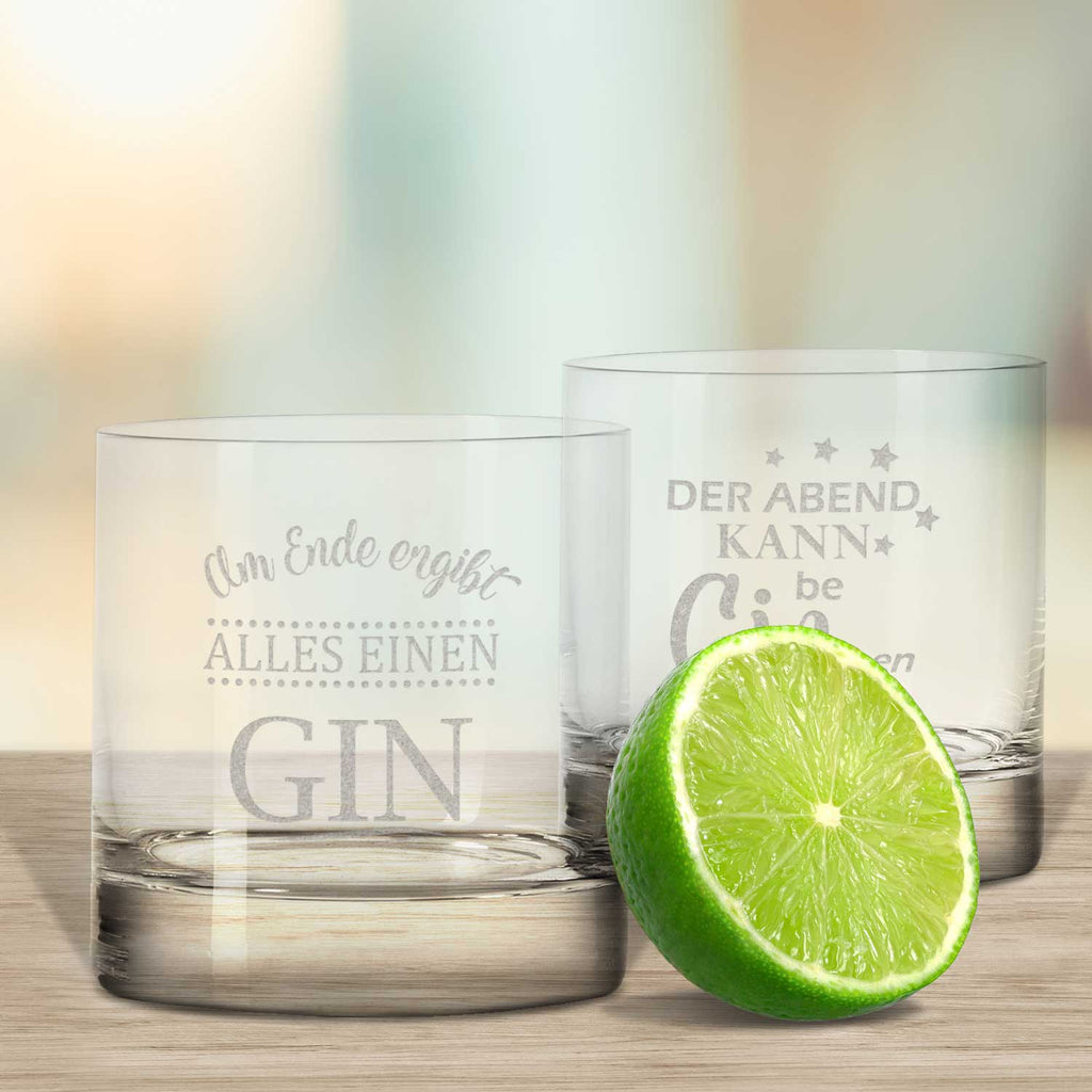 2er Set Montana GIN-Gläser "Der Abend kann beGINnen" & "Am Ende ergibt alles einen GIN"