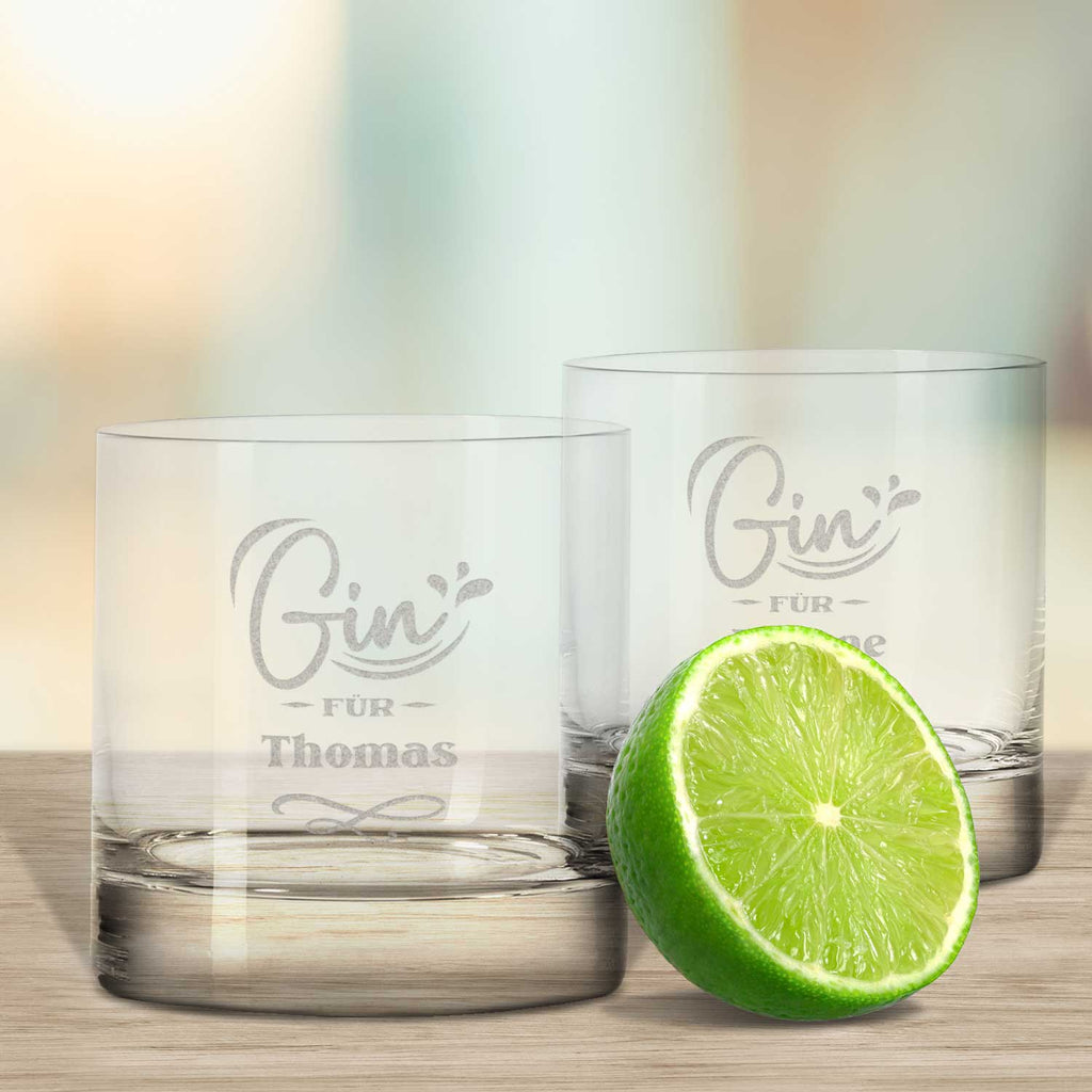 2er Set Montana GIN-Gläser "GIN für" mit Wunschnamen