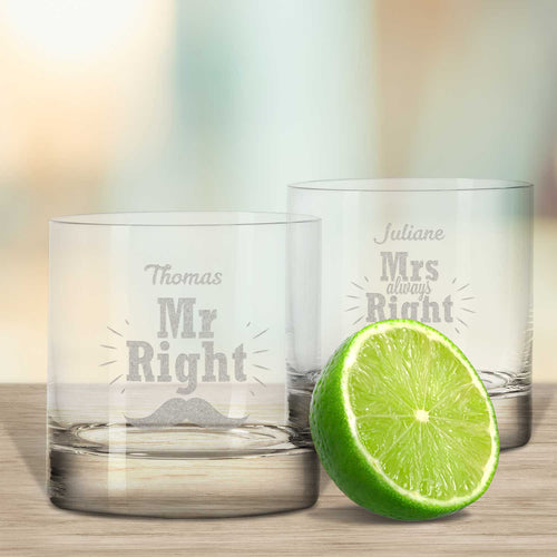 2er Set Montana GIN-Gläser "Mr Right & Mrs Always Right" mit Namen