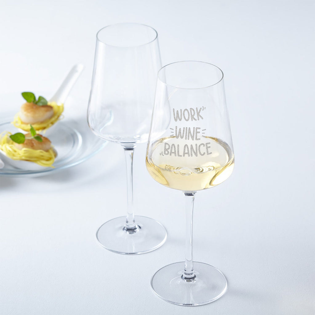 Leonardo Weinglas mit Gravur "Work Wine Balance" Design