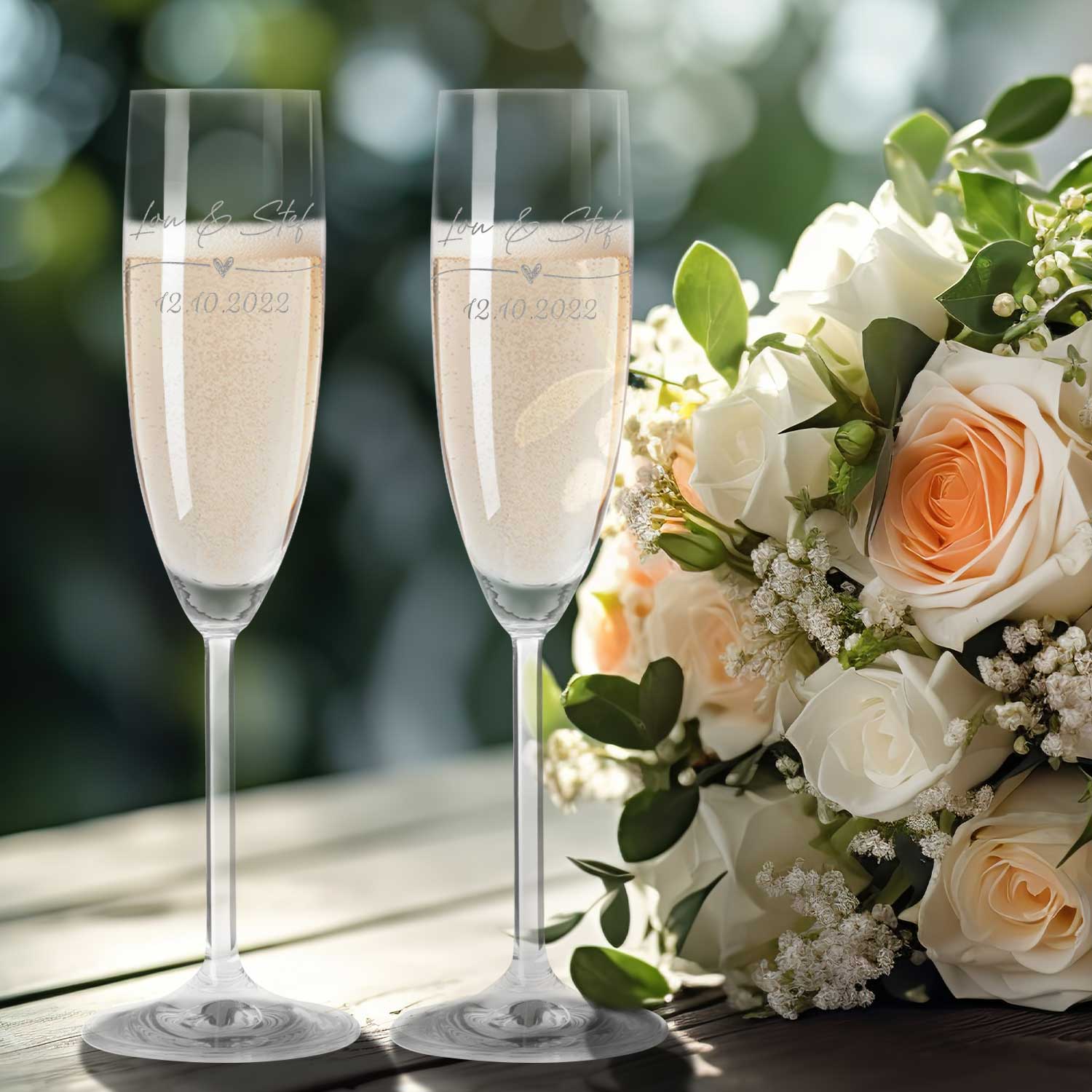 Leonardo Gläser mit Gravur - Hochzeitsauto & Wedding Love als Set