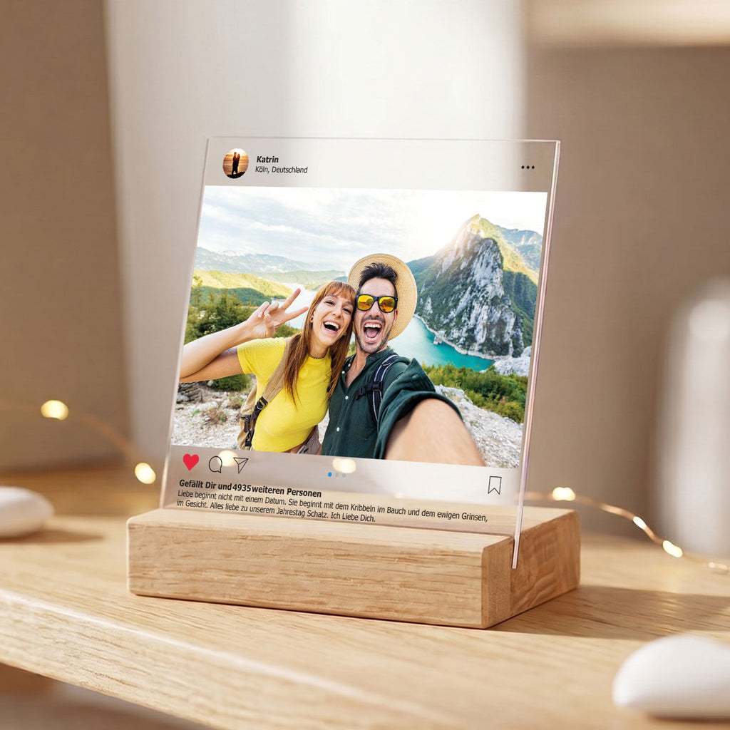Dein Post als Socialglas mit Foto & Wunschtext - Social Media Geschenk