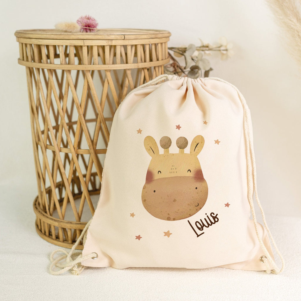 Turnbeutel mit Kindermotiv  - Tierköpfe - für Kinder