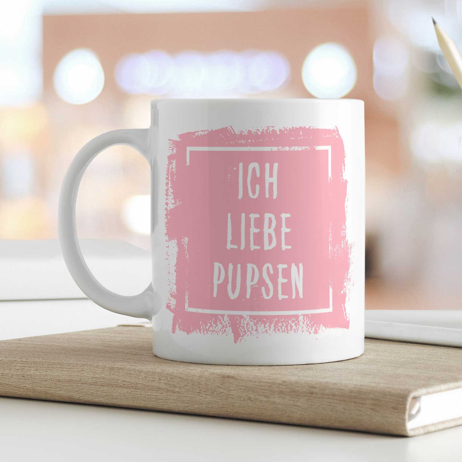 Bedruckte Tasse mit Spruch - "Ich Liebe Pupsen"