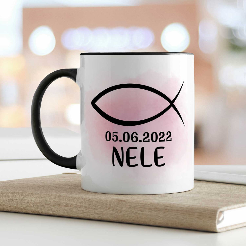 Bedruckte Tasse - zur Konfirmation mit Name & Datum