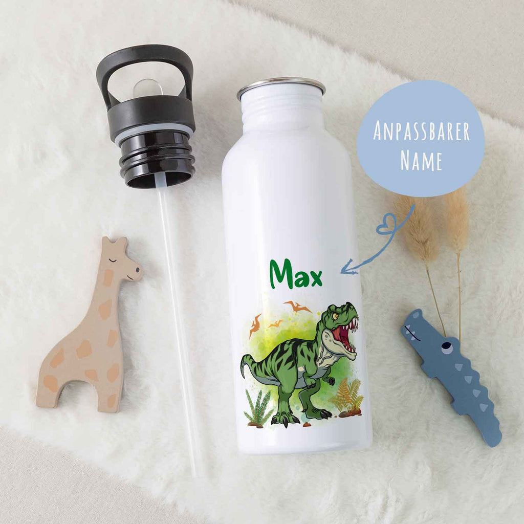 Bedruckte Trinkflasche aus Edelstahl - T-Rex