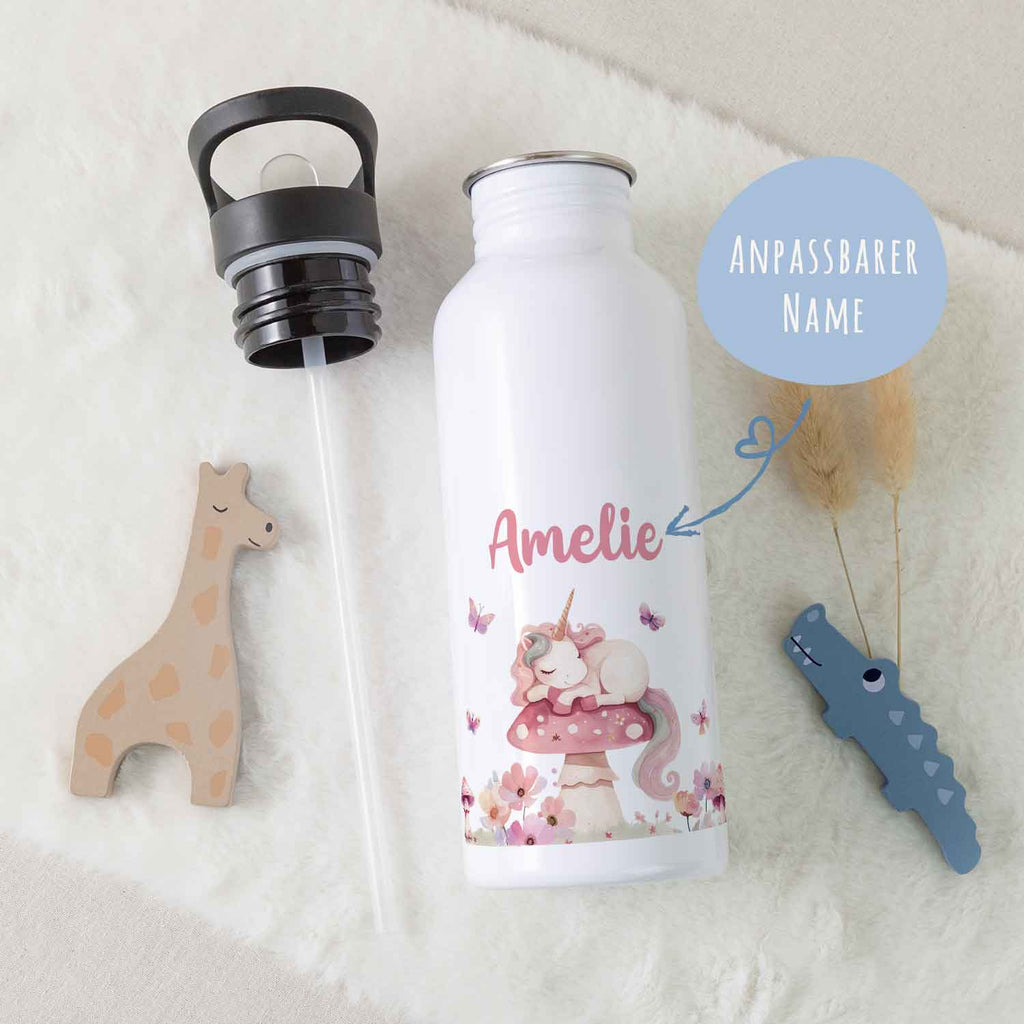 Bedruckte Trinkflasche aus Edelstahl - Schlafendes Einhorn