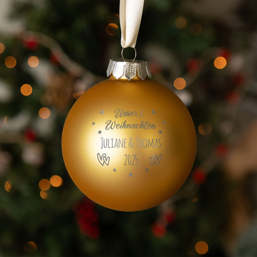 Gravierte Weihnachtskugel - Unser erstes Weihnachten für Paare