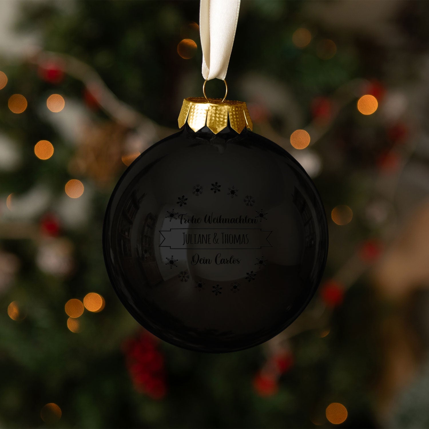 Gravierte Weihnachtskugel mit Wunschtext