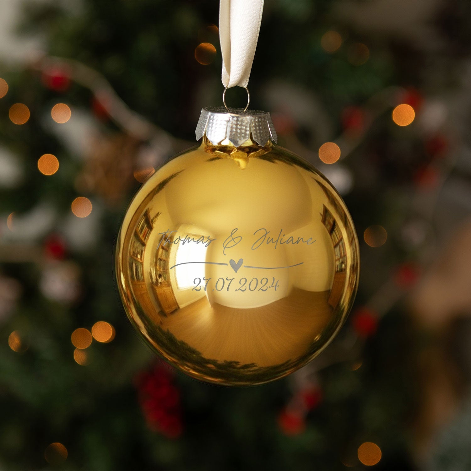 Gravierte Weihnachtskugel - Wedding Love