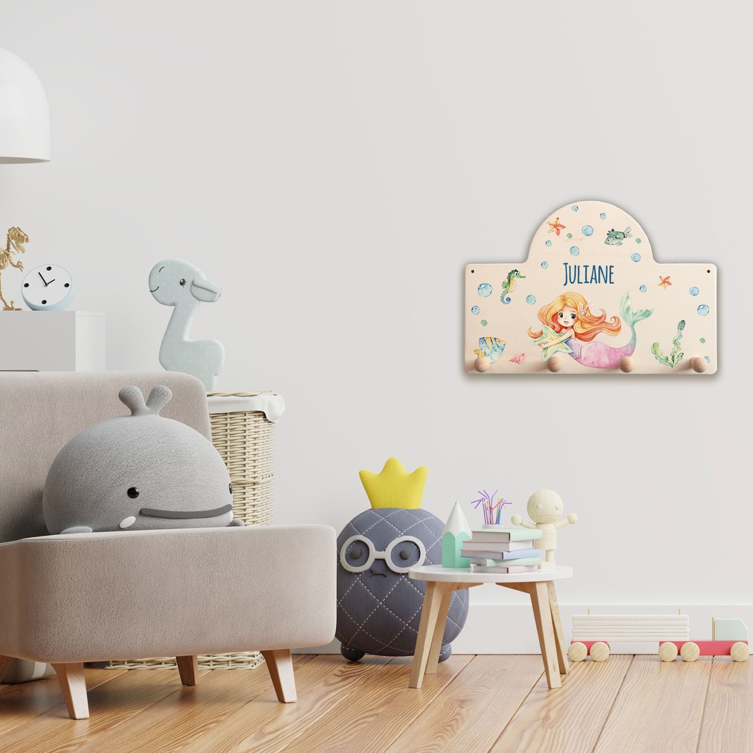 Personalisierte Garderobe fürs Kinderzimmer - Meerjungfrau
