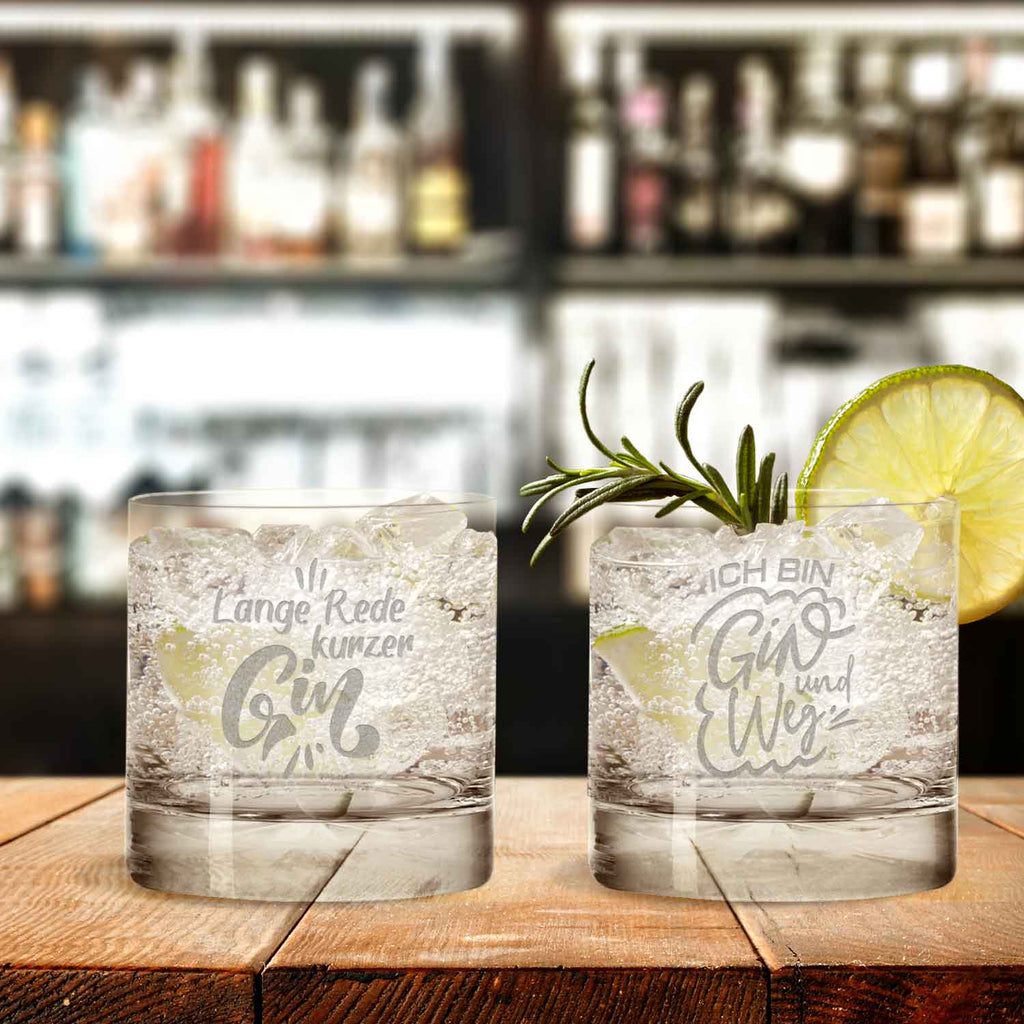 2er Set Montana GIN-Gläser "Lange Rede kurzer GIN" & "Ich bin GIN und Weg"