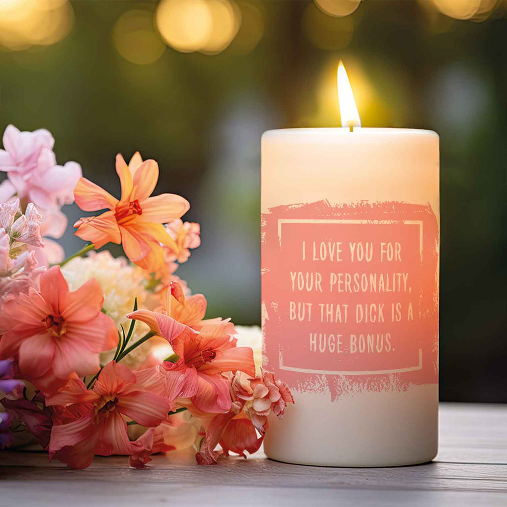 Kleine Kerze mit Spruch "I Love You for your Personality"