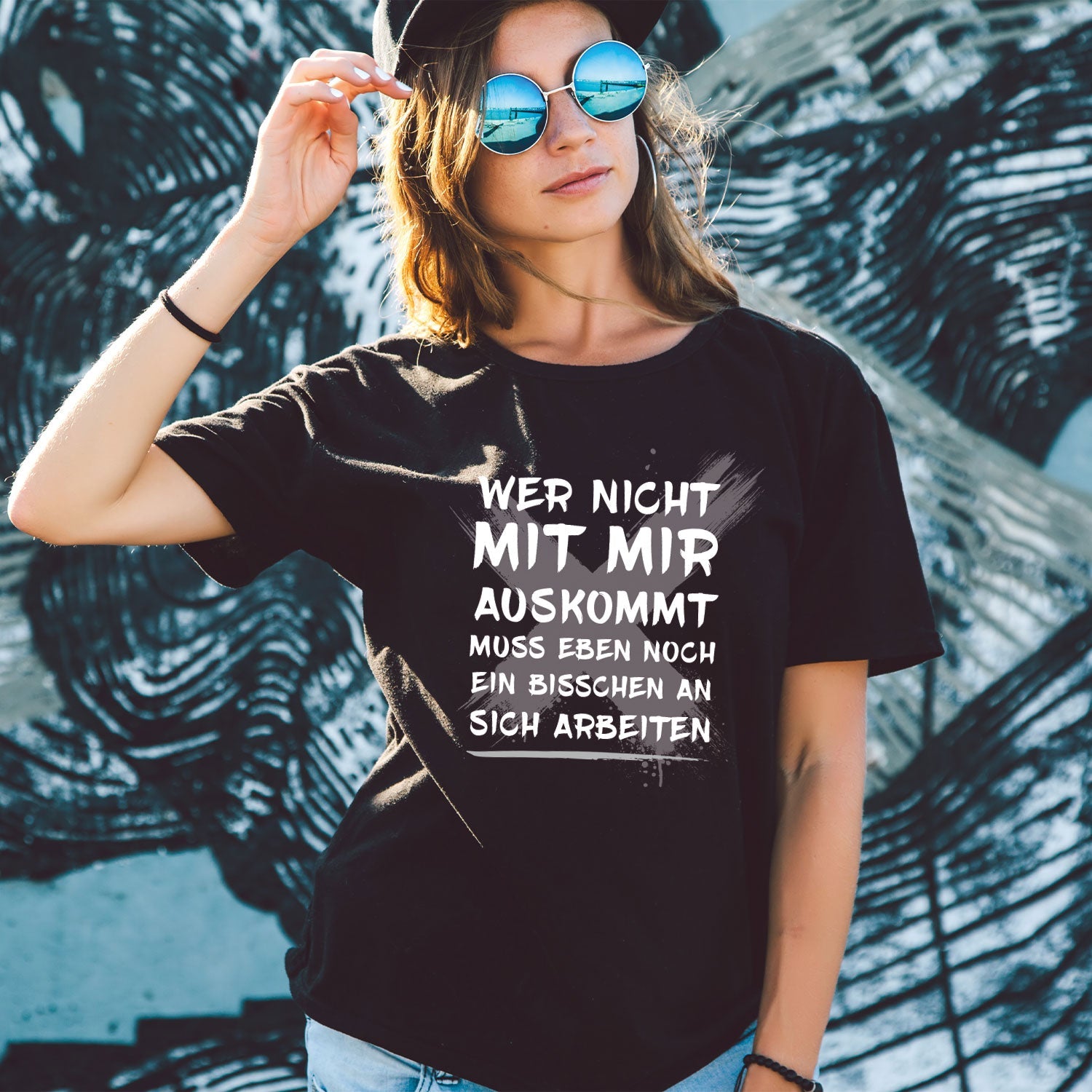 Bedrucktes T-Shirt für Damen - Wer nicht mit mir auskommt