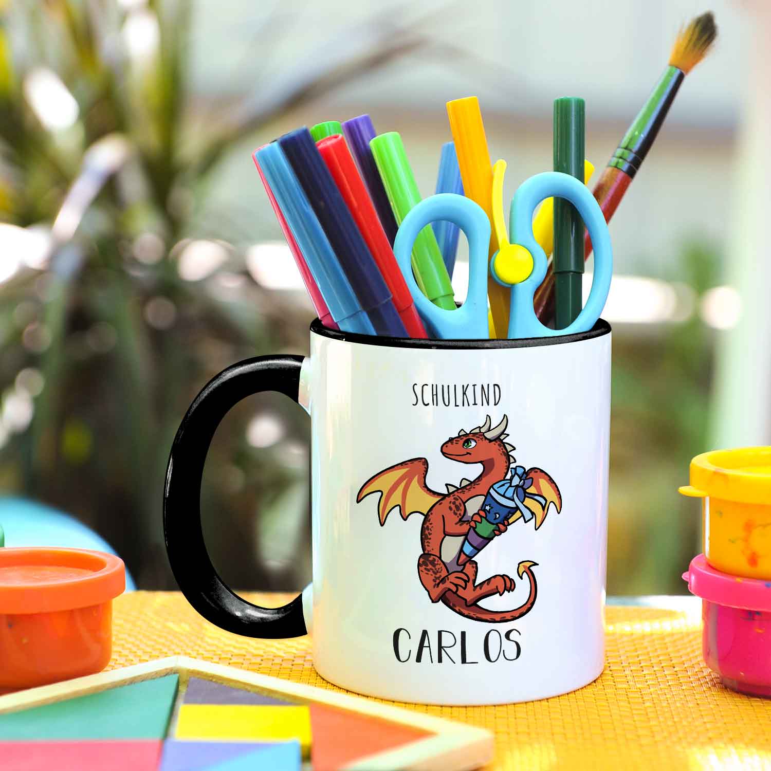 Bedruckte Tasse mit Motiv - Einschulung Drache
