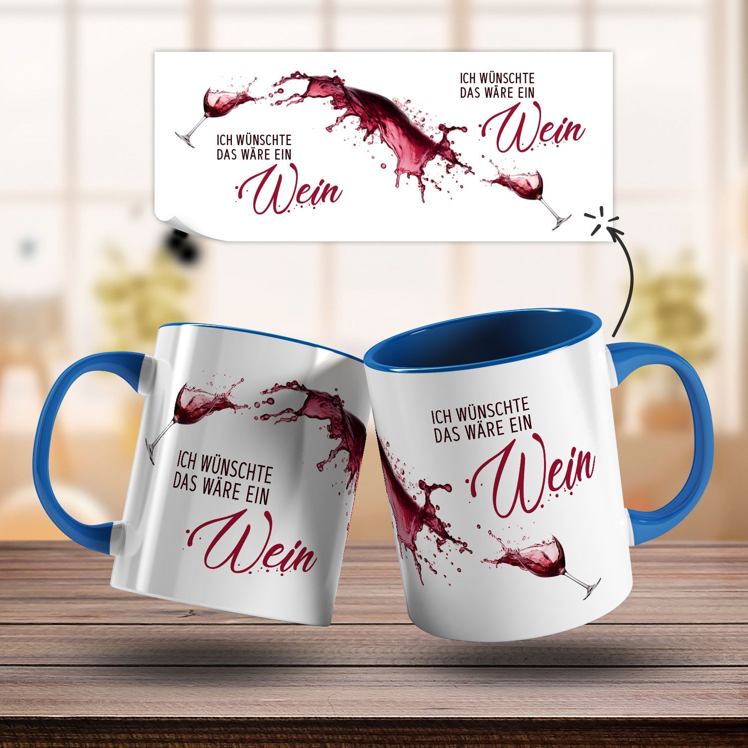 Bedruckte Tasse mit Wein Motiv - Ich wünschte das wäre ein Wein