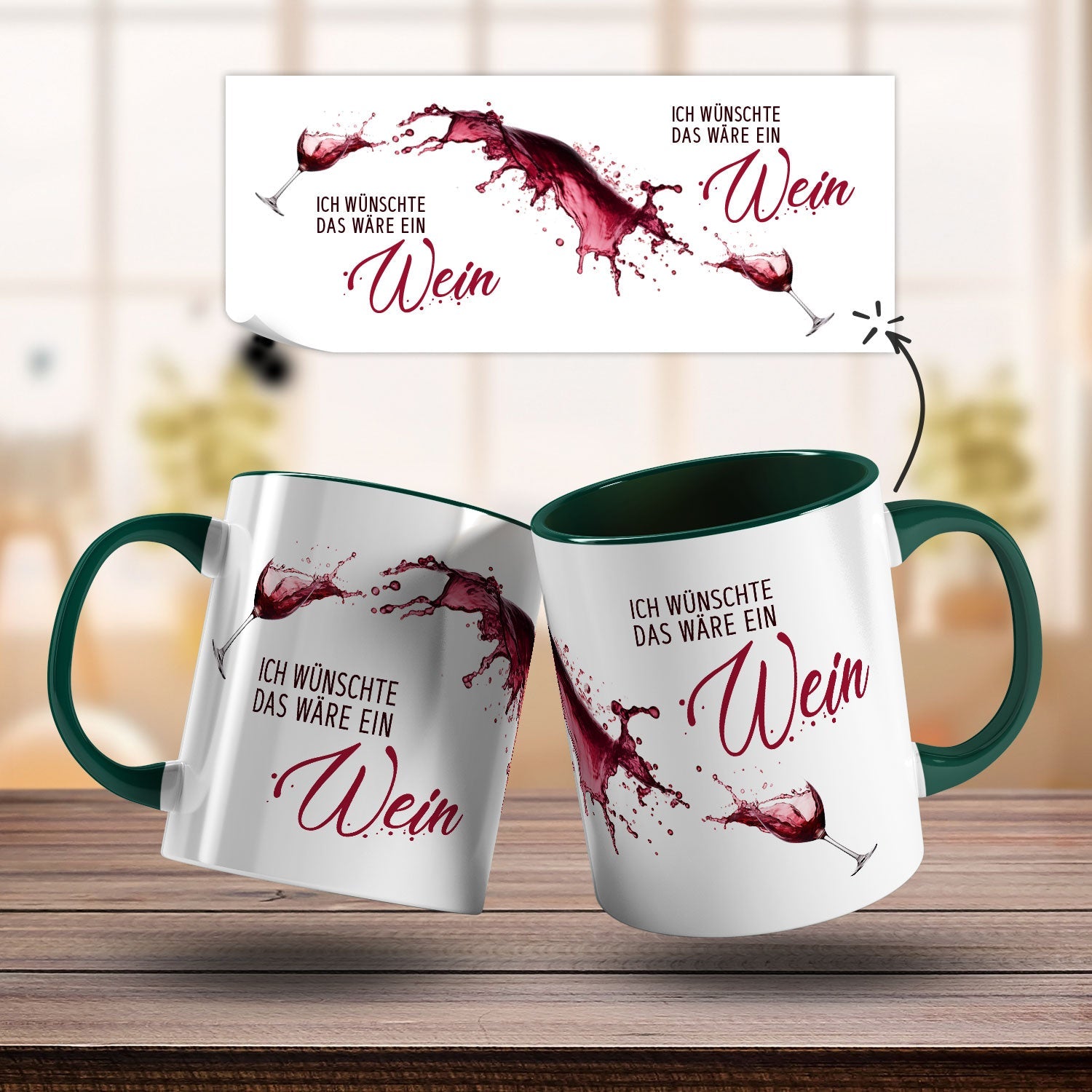 Bedruckte Tasse mit Wein Motiv - Ich wünschte das wäre ein Wein