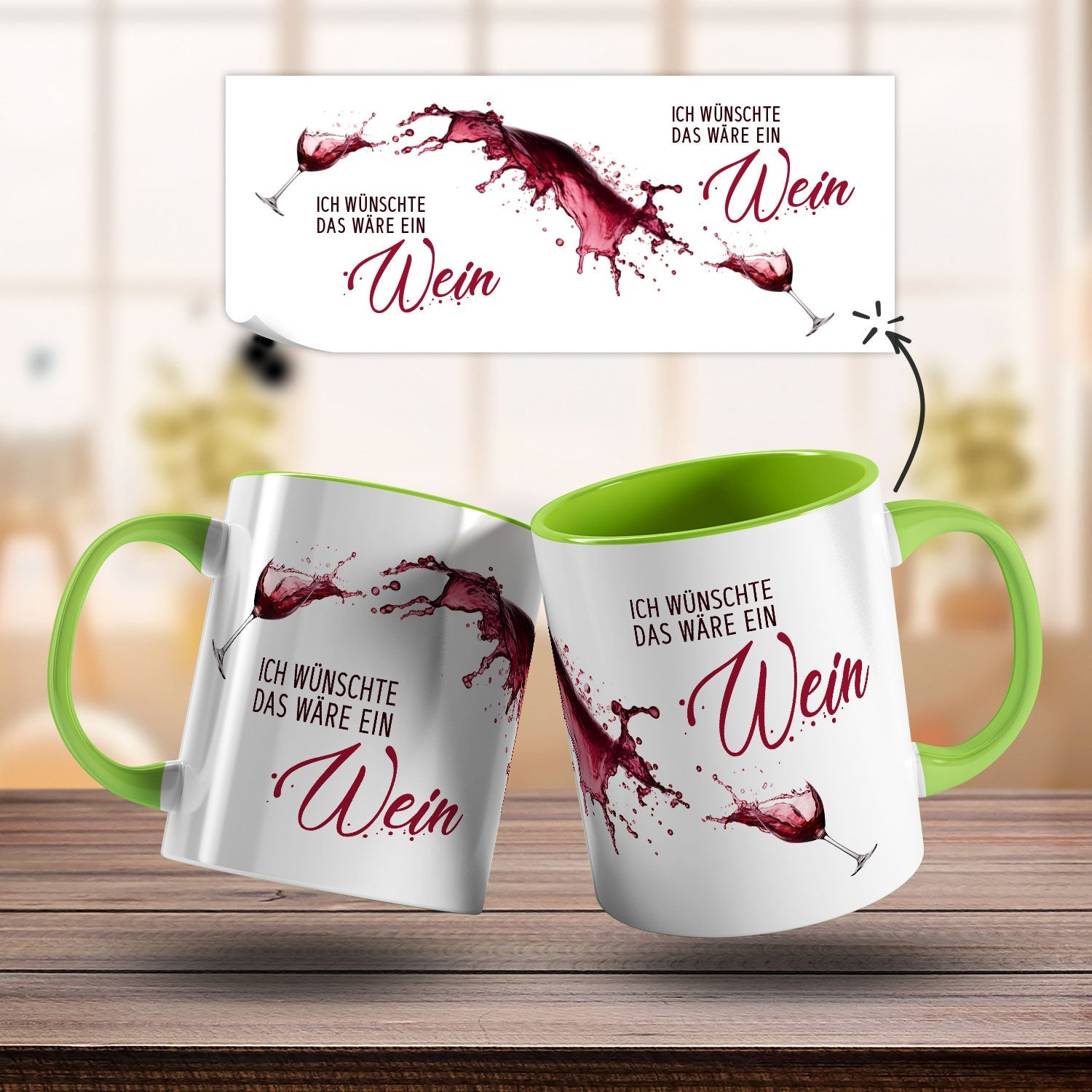 Bedruckte Tasse mit Wein Motiv - Ich wünschte das wäre ein Wein