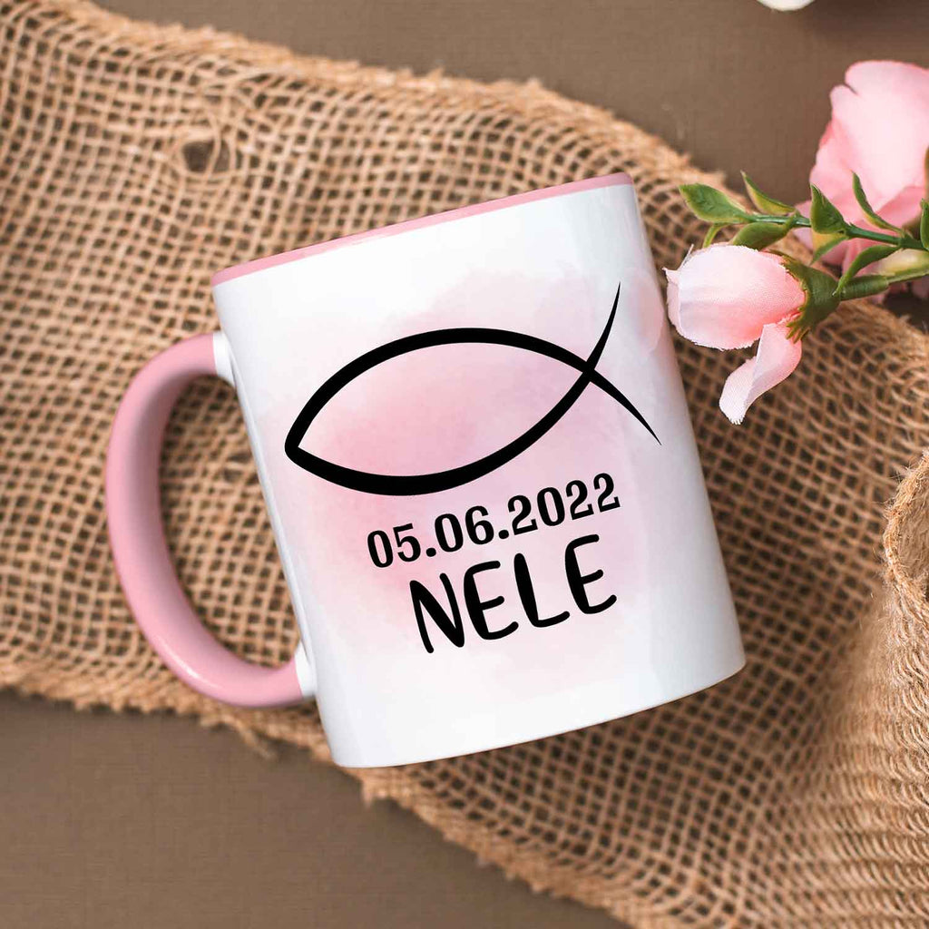 Bedruckte Tasse - zur Konfirmation mit Name & Datum