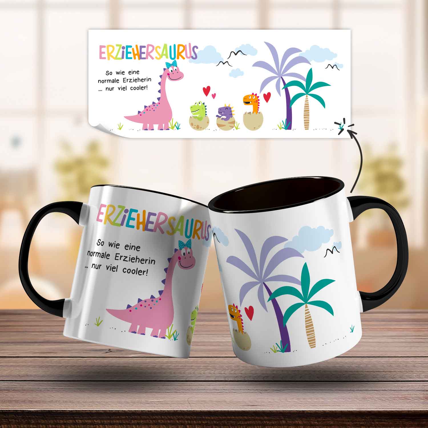 Bedruckte Tasse mit Spruch "Erziehersaurus"