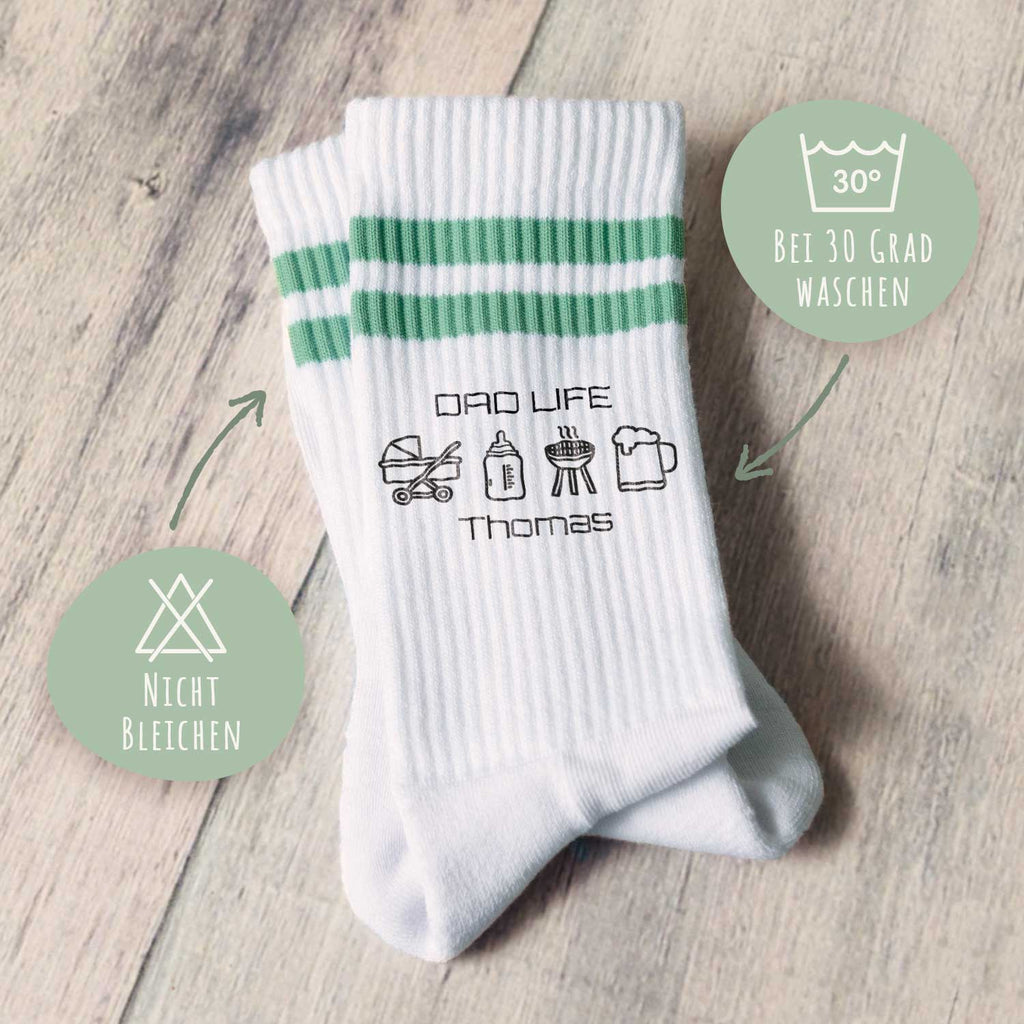 Tennissocken - Dad Life - personalisiert mit Namen