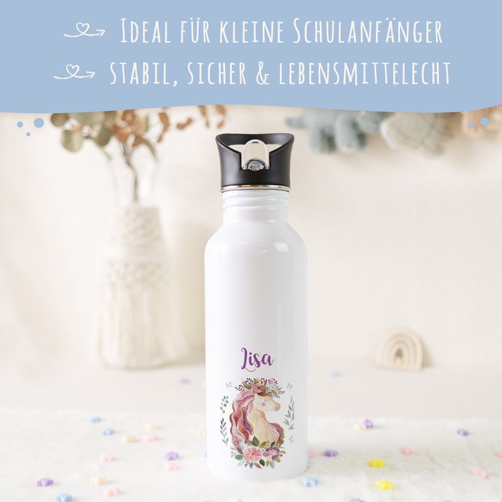 Bedruckte Trinkflasche aus Edelstahl - Einhorn V2