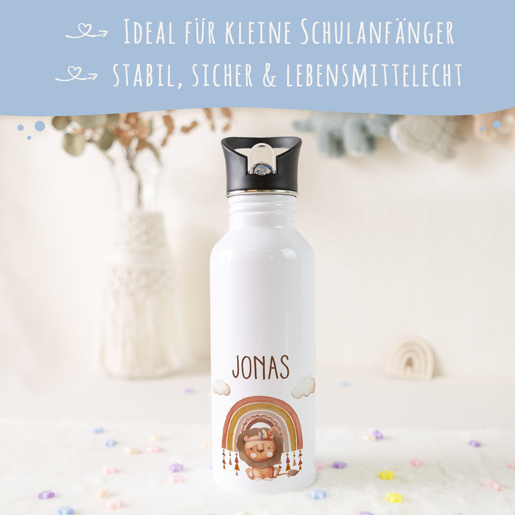 Bedruckte Trinkflasche aus Edelstahl - Regenbogen Indianer