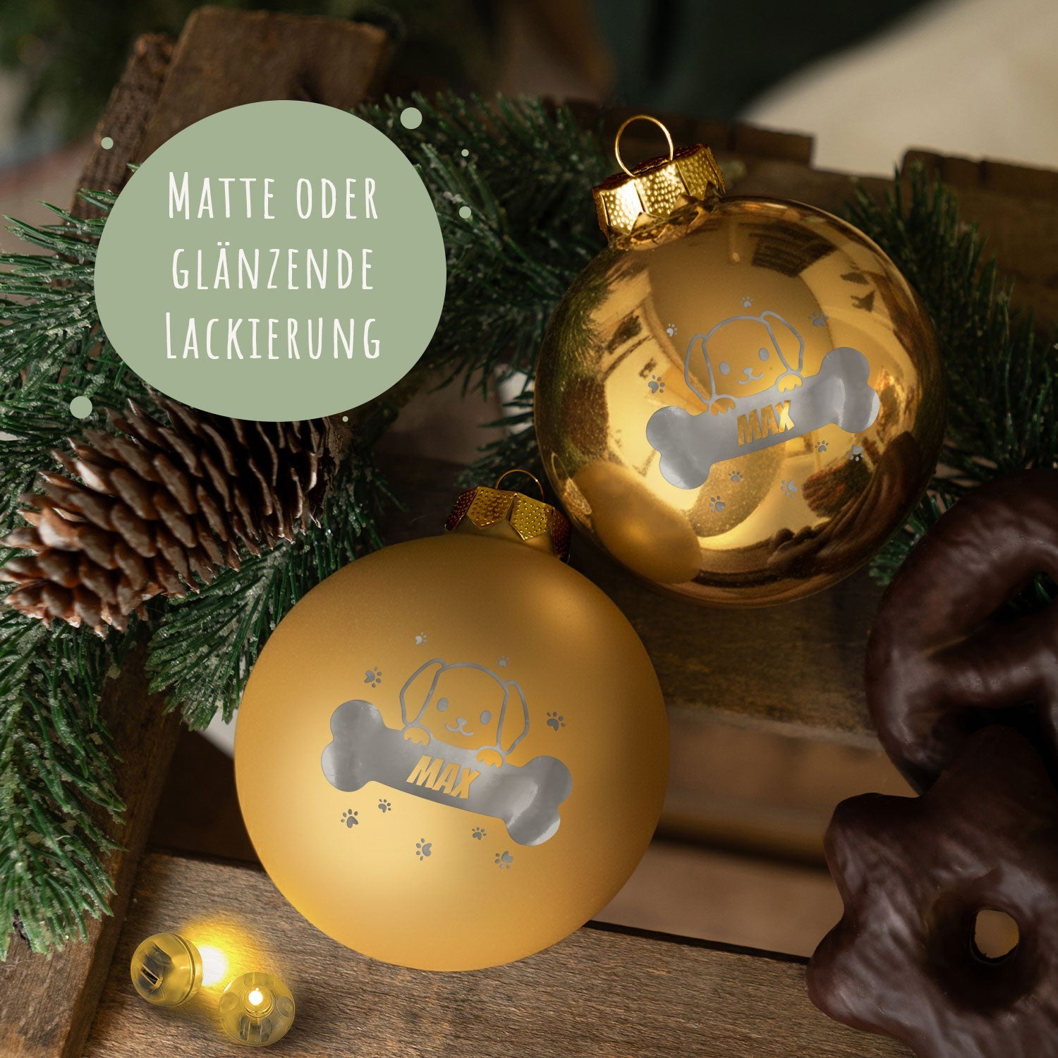 Gravierte Weihnachtskugel - Haustier - Hund & Katze