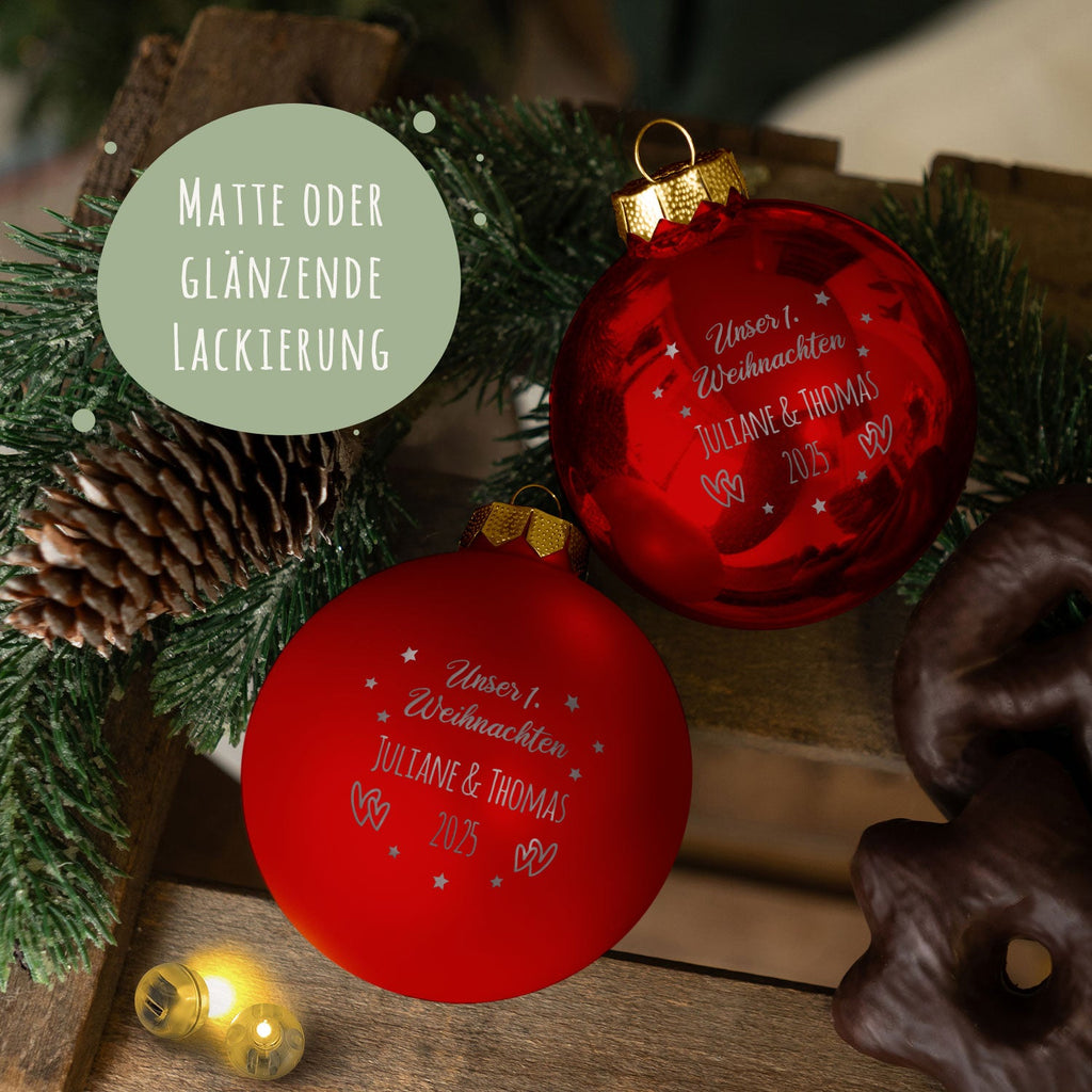 Gravierte Weihnachtskugel - Unser erstes Weihnachten für Paare