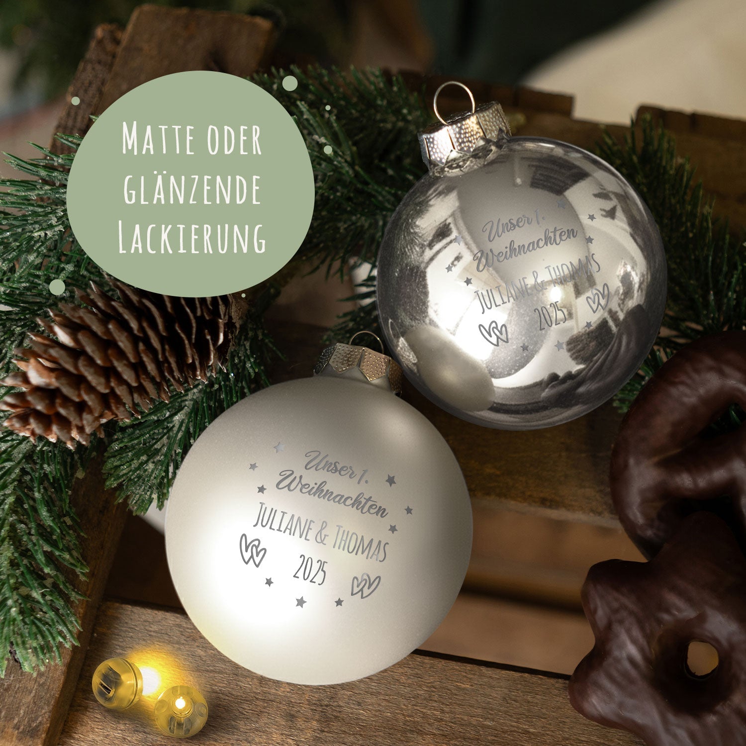 Gravierte Weihnachtskugel - Unser erstes Weihnachten für Paare