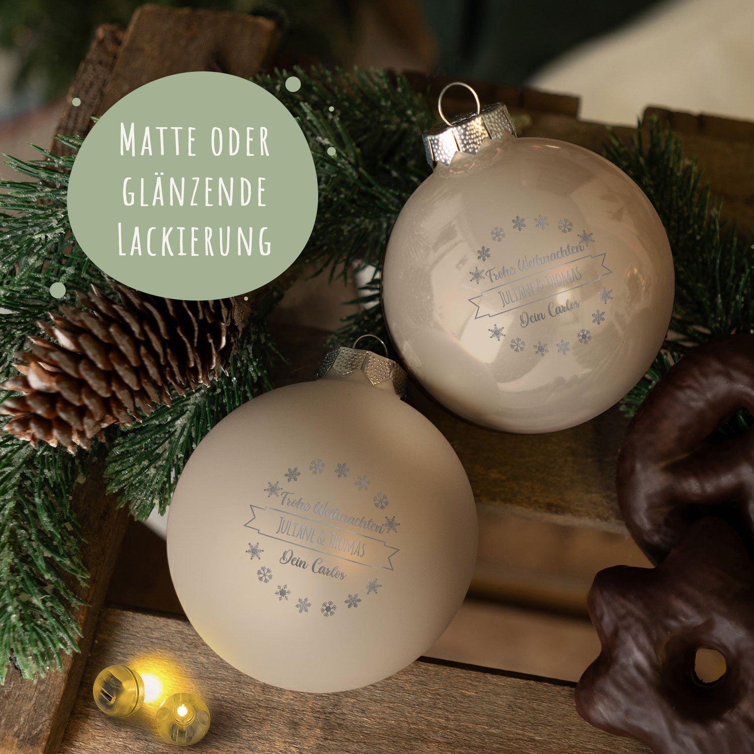 Gravierte Weihnachtskugel mit Wunschtext