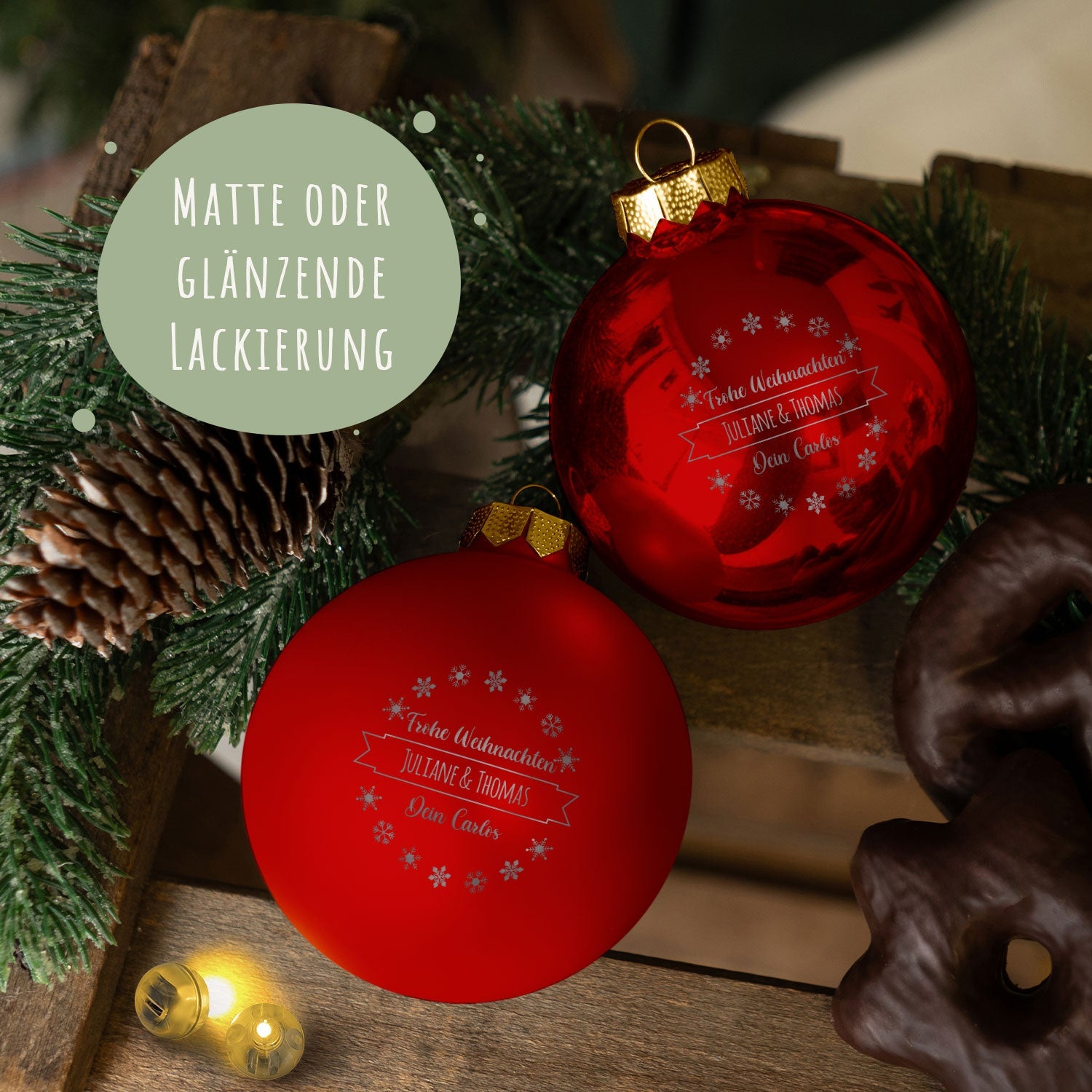 Gravierte Weihnachtskugel mit Wunschtext