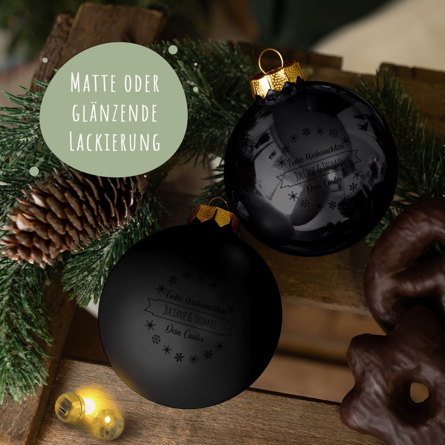 Gravierte Weihnachtskugel mit Wunschtext