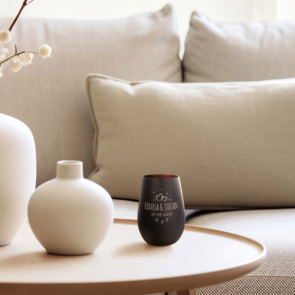 Deko Windlicht aus Glas mit Gravur - Sunshine - Personalisiert mit Namen & Datum